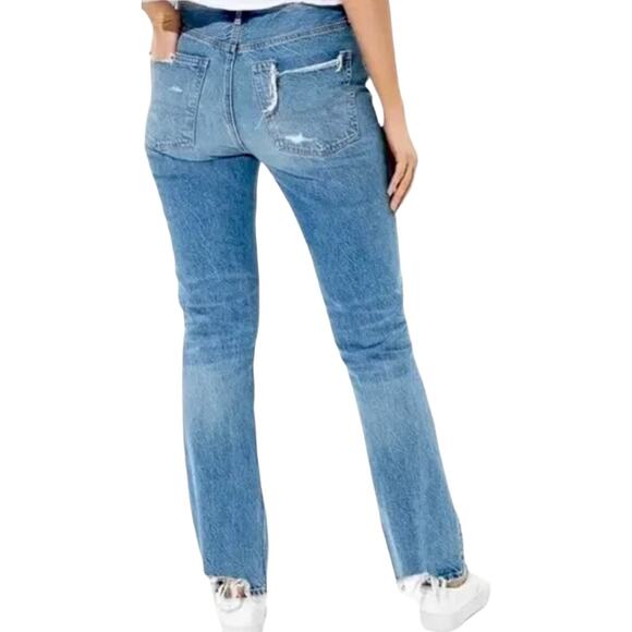 American Eagle Outfitters Denim - American Eagle 90s Flare Jean Easy Breezy Blue Comfort Stretch Distressed 12 NWT